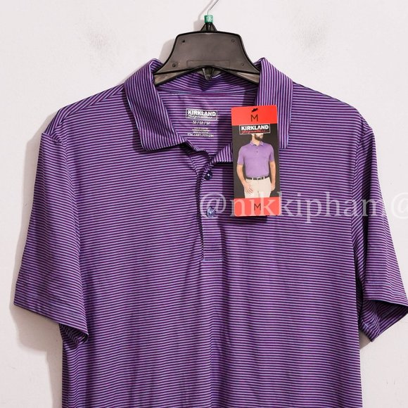 Kirkland Signature PURPLE STRIPE Men’s Performance Polo - Picture 3 of 7
